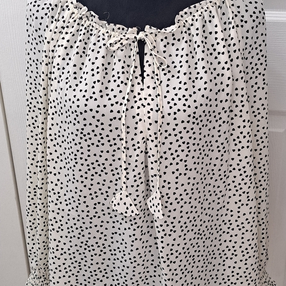 NWT Max Studio Black & White Tie Blouse   Size L - Picture 7 of 10
